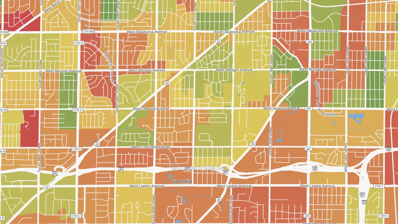 Honey Creek Manor, Milwaukee, WI Map of Arson Rates