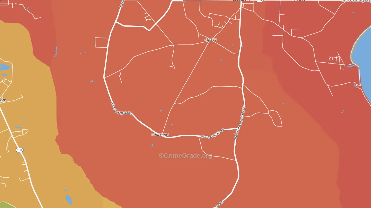 Honey Hill, NC Map of Arson Rates