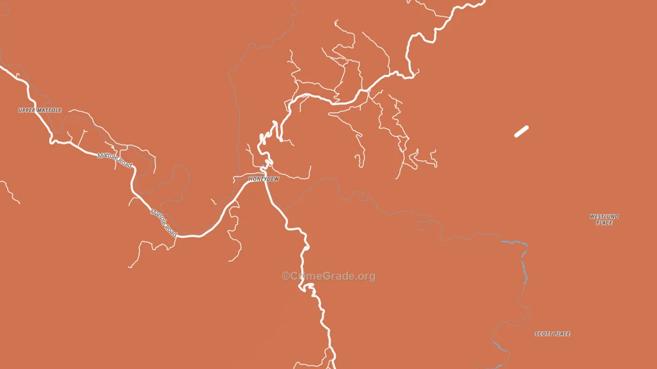 Honeydew, CA Map of Arson Rates