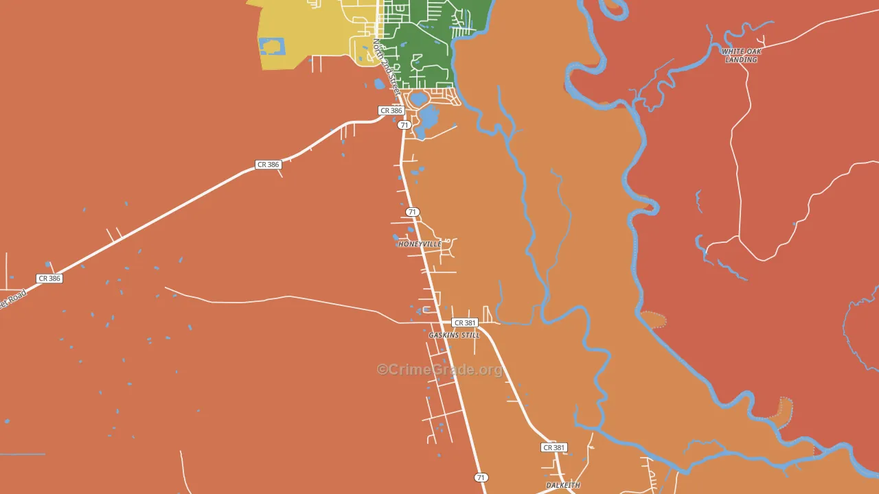 Honeyville, FL Map of Arson Rates