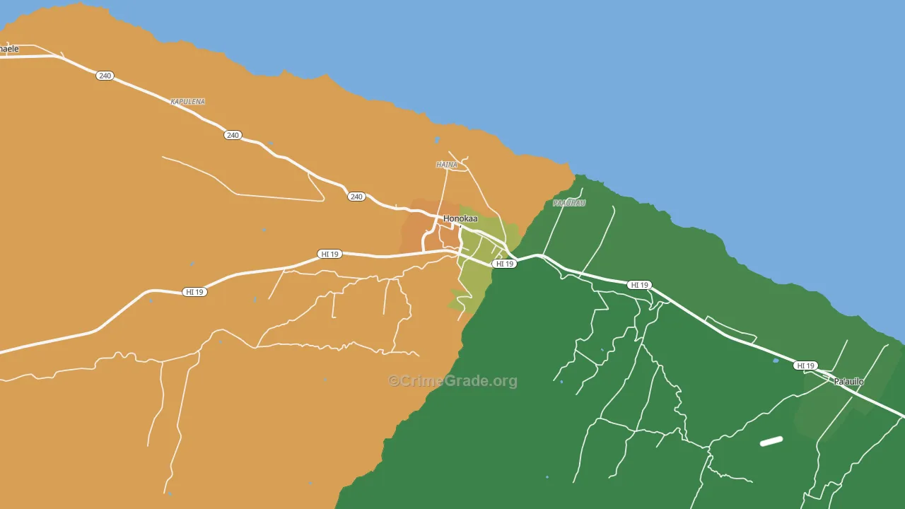 Honokaa, HI Map of Arson Rates