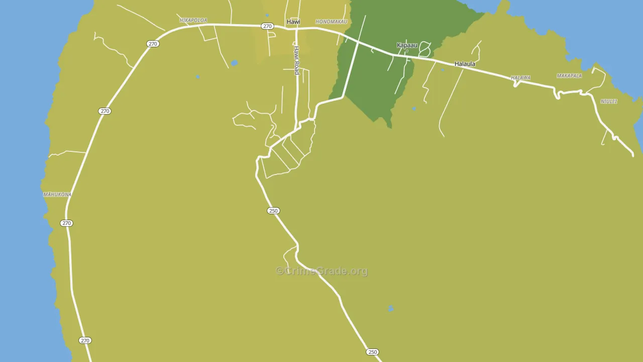 Honomakau, HI Map of Arson Rates