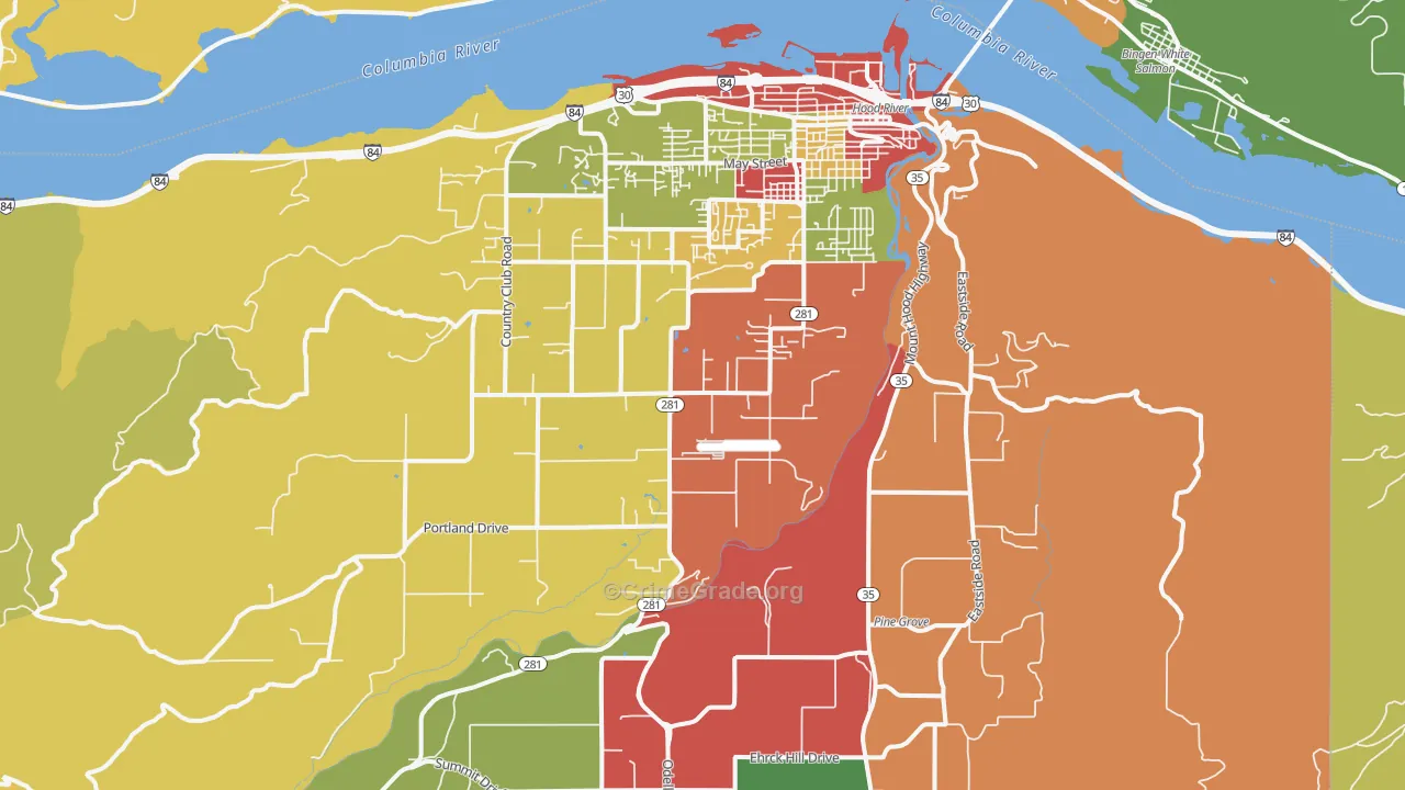 Hood River, OR Map of Arson Rates