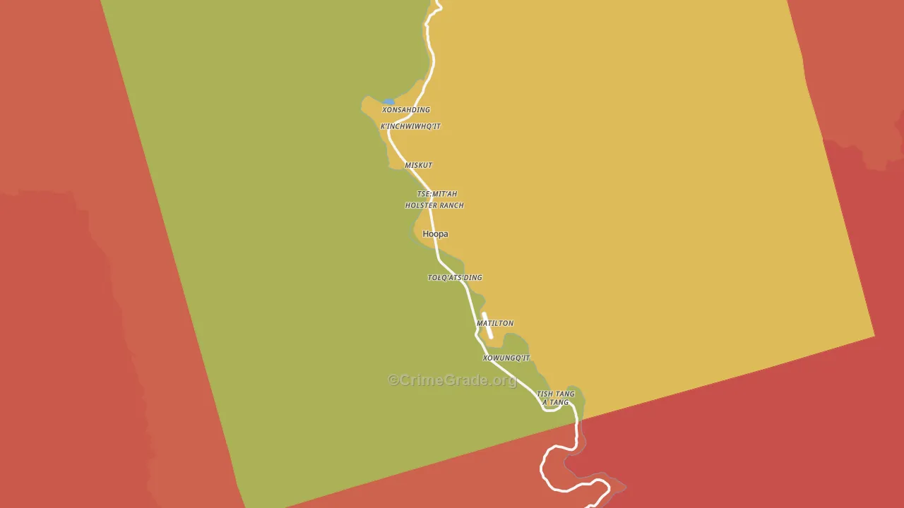 Hoopa, CA Map of Arson Rates