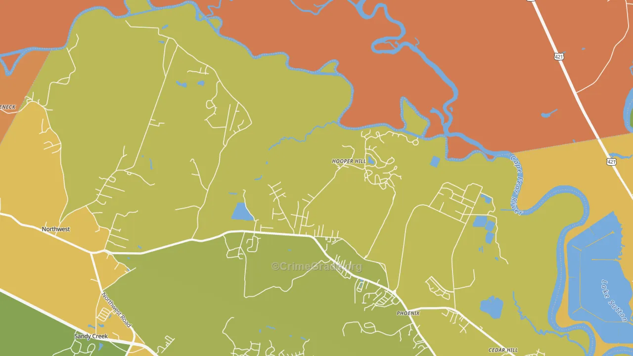 Hooper Hill, NC Map of Arson Rates
