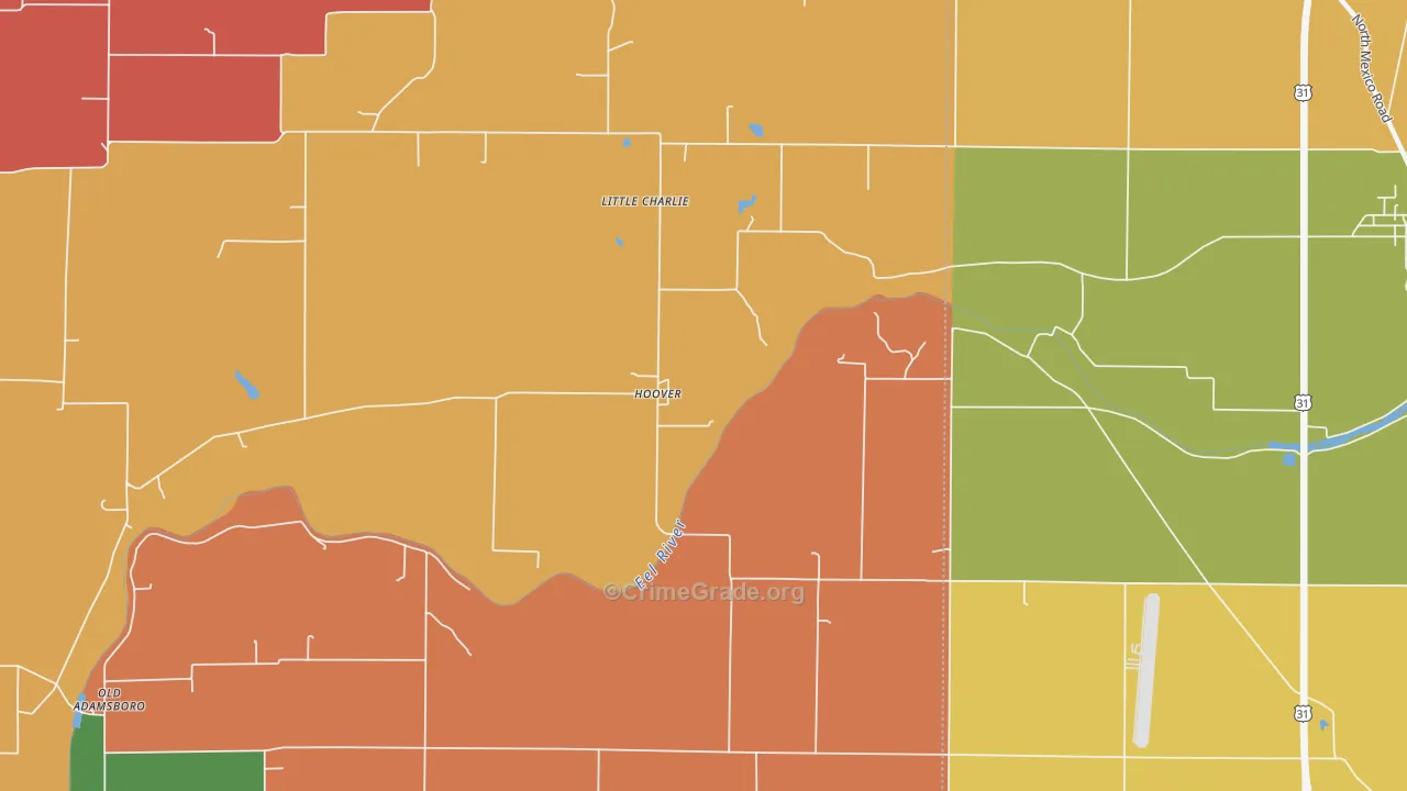 Hoover, IN Map of Arson Rates