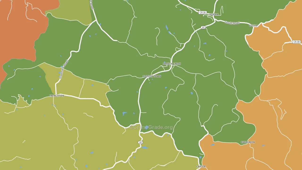 Hoover Town, WV Map of Arson Rates