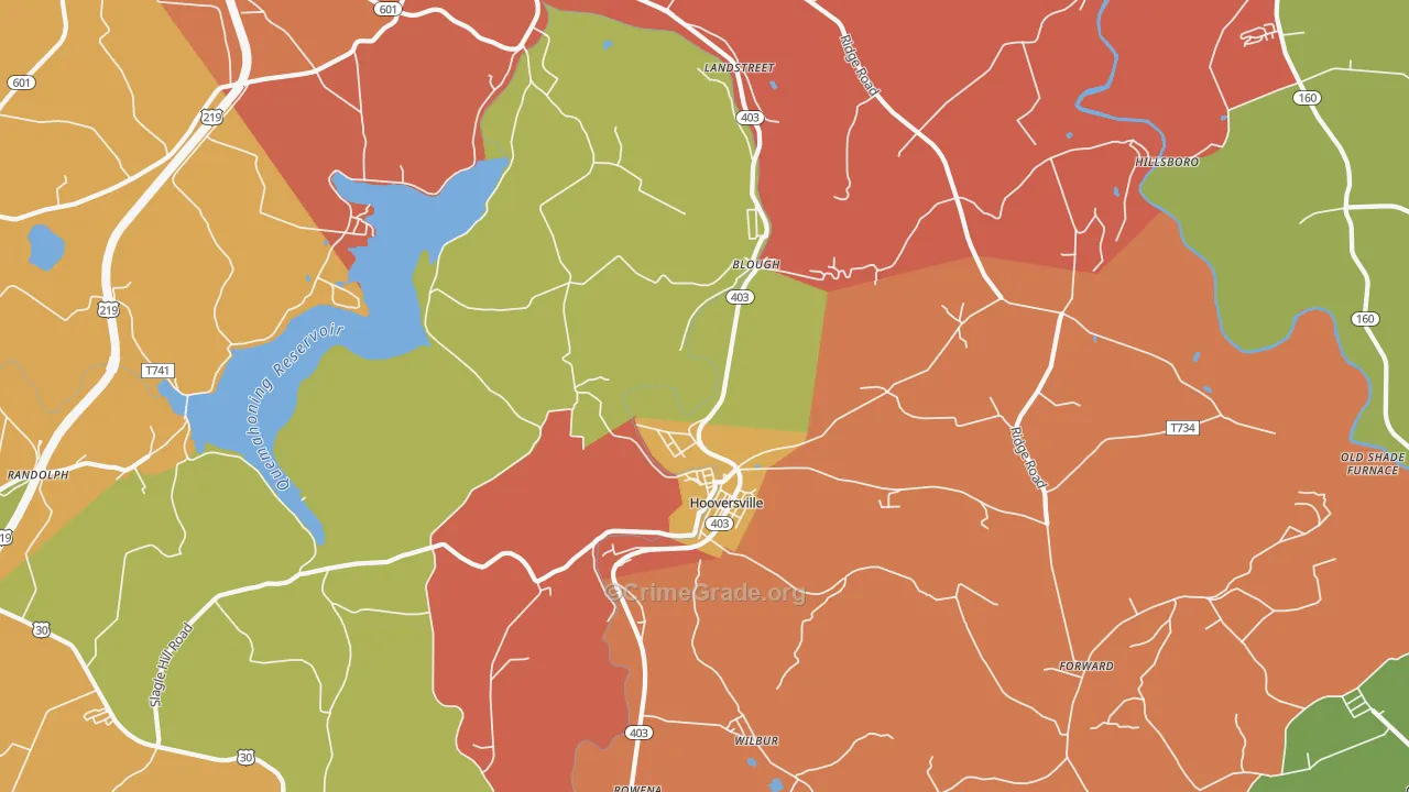 Hooversville, PA Map of Arson Rates