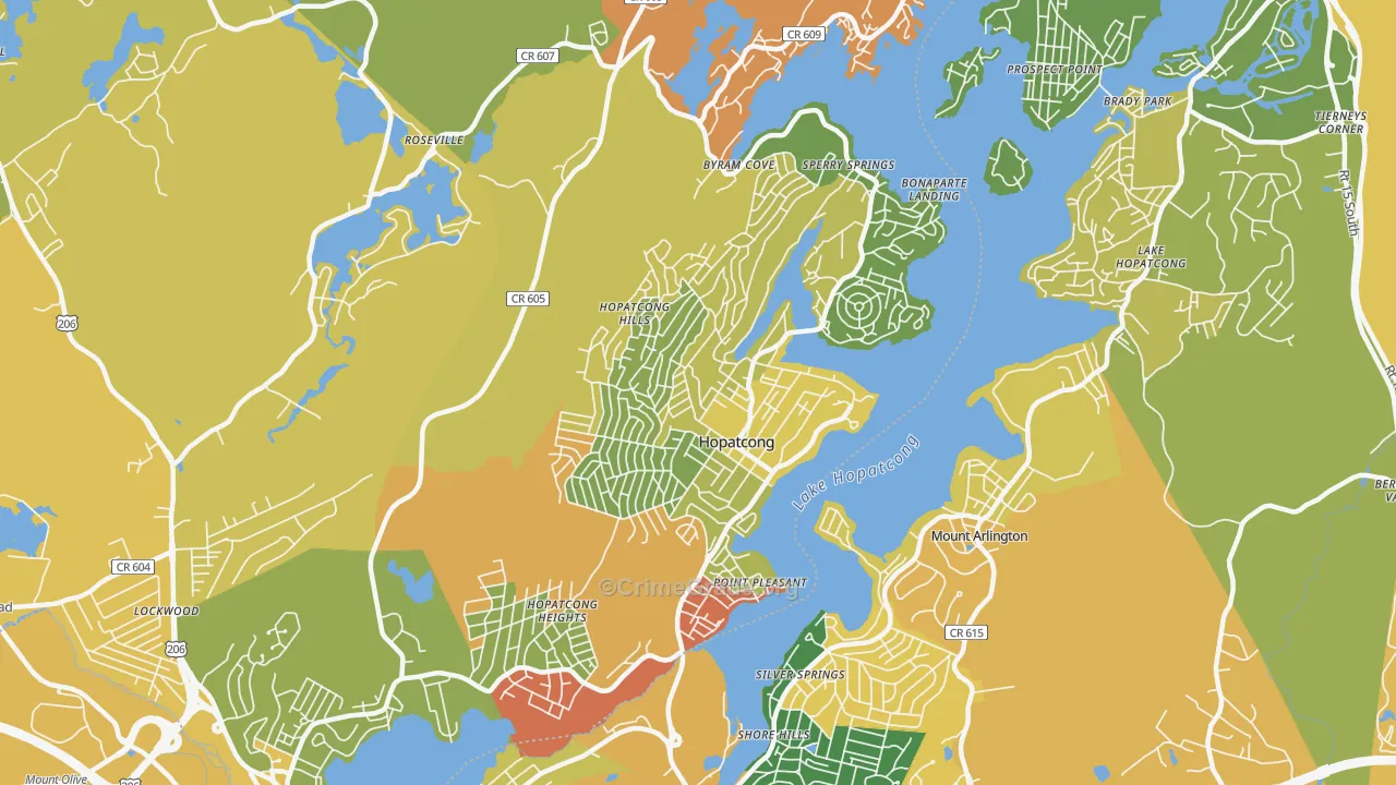 Hopatcong, NJ Map of Arson Rates