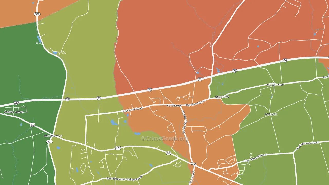 Hopeland, PA Map of Arson Rates