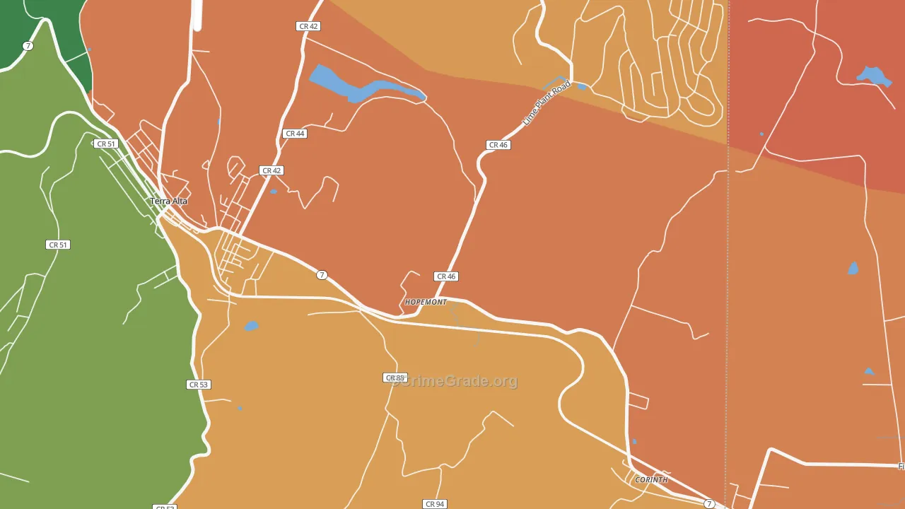 Hopemont, WV Map of Arson Rates