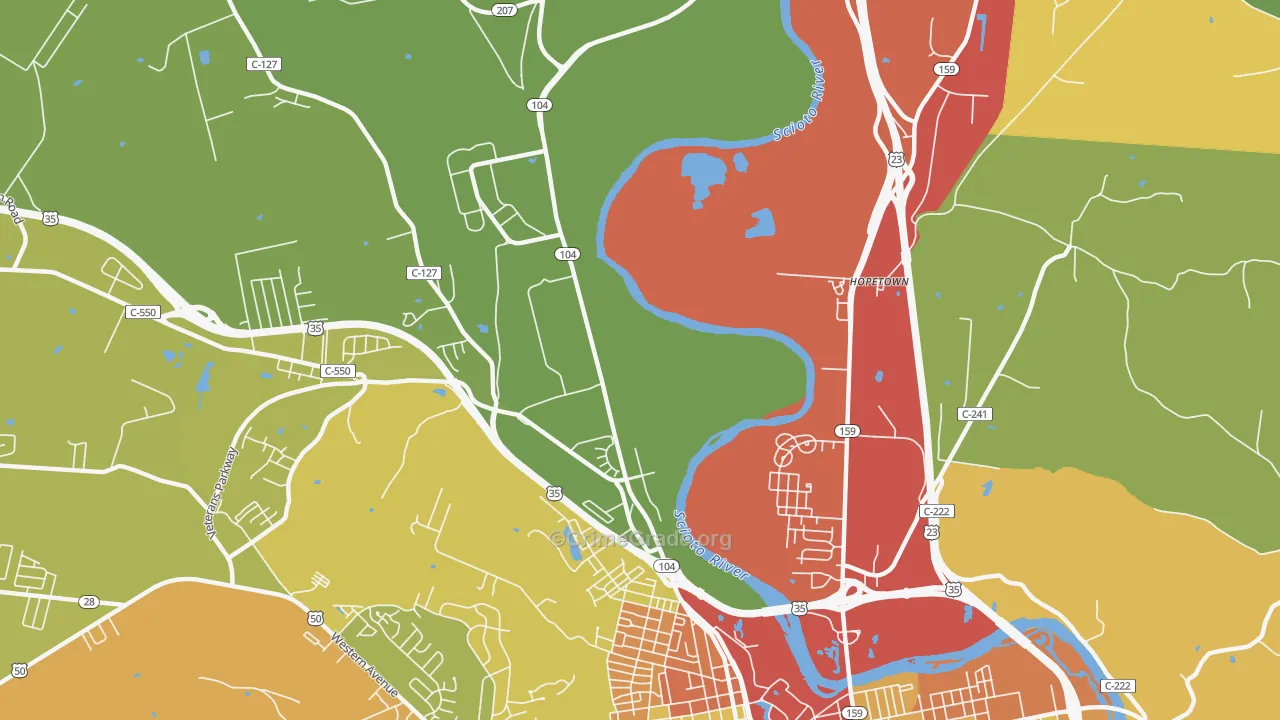 Hopetown, OH Map of Arson Rates