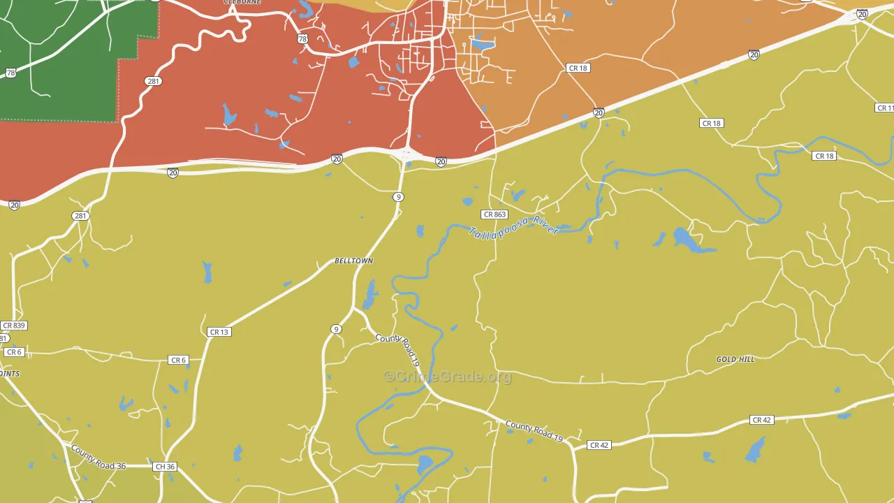 Hopewell, AL Map of Arson Rates
