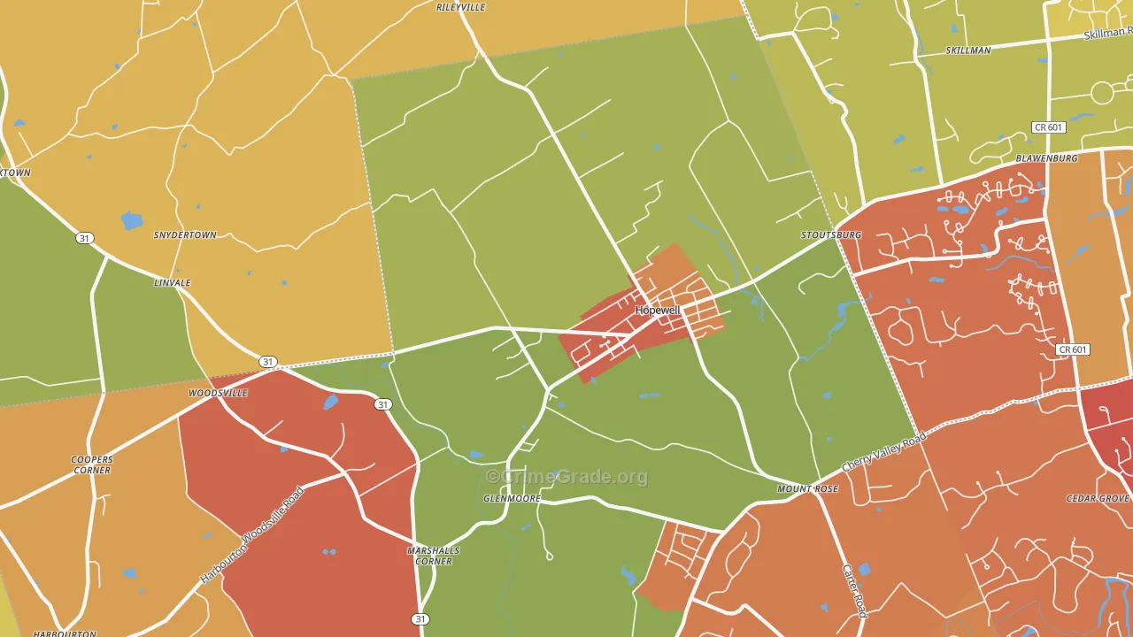 Hopewell, NJ Map of Arson Rates