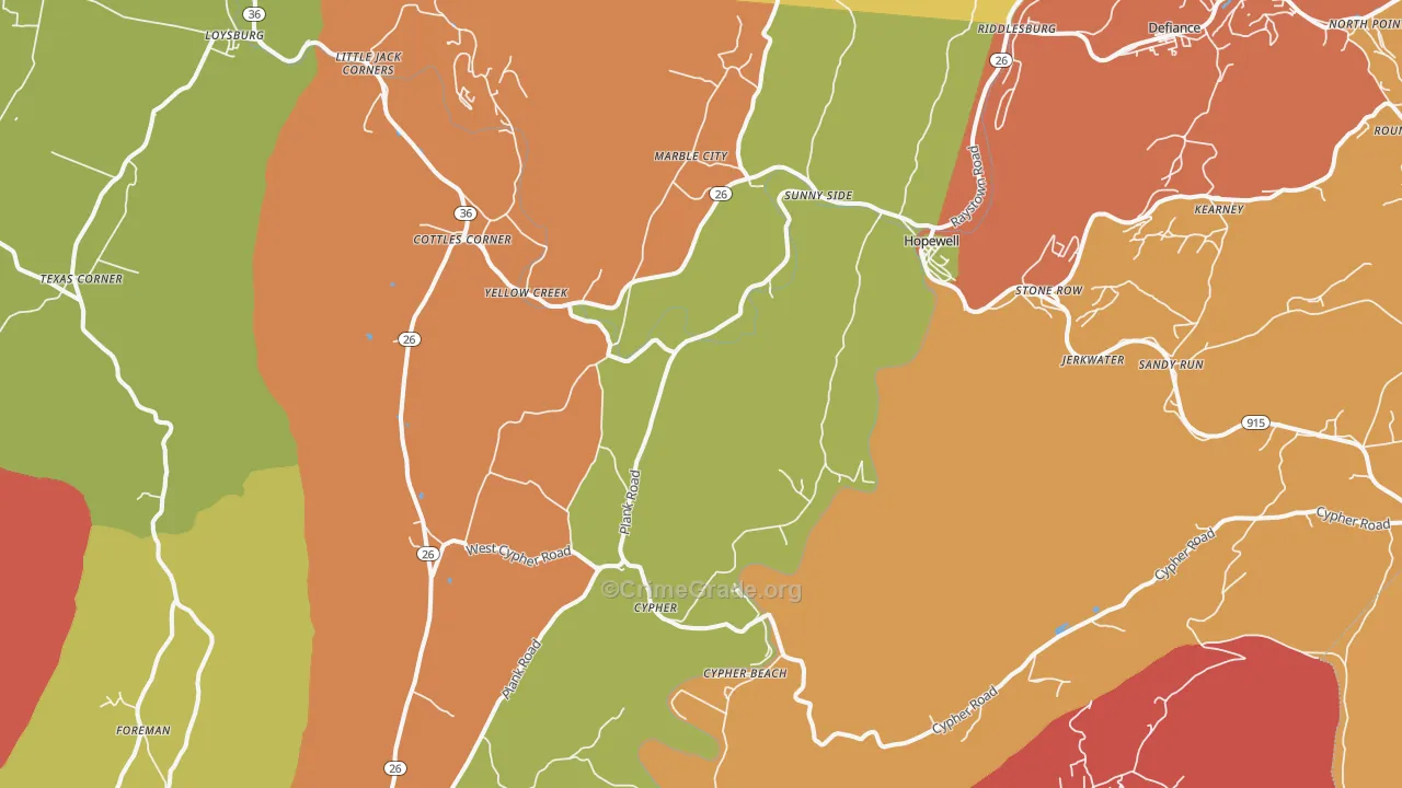 Hopewell, PA Map of Arson Rates