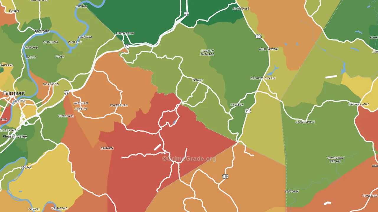 Hopewell, WV Map of Arson Rates