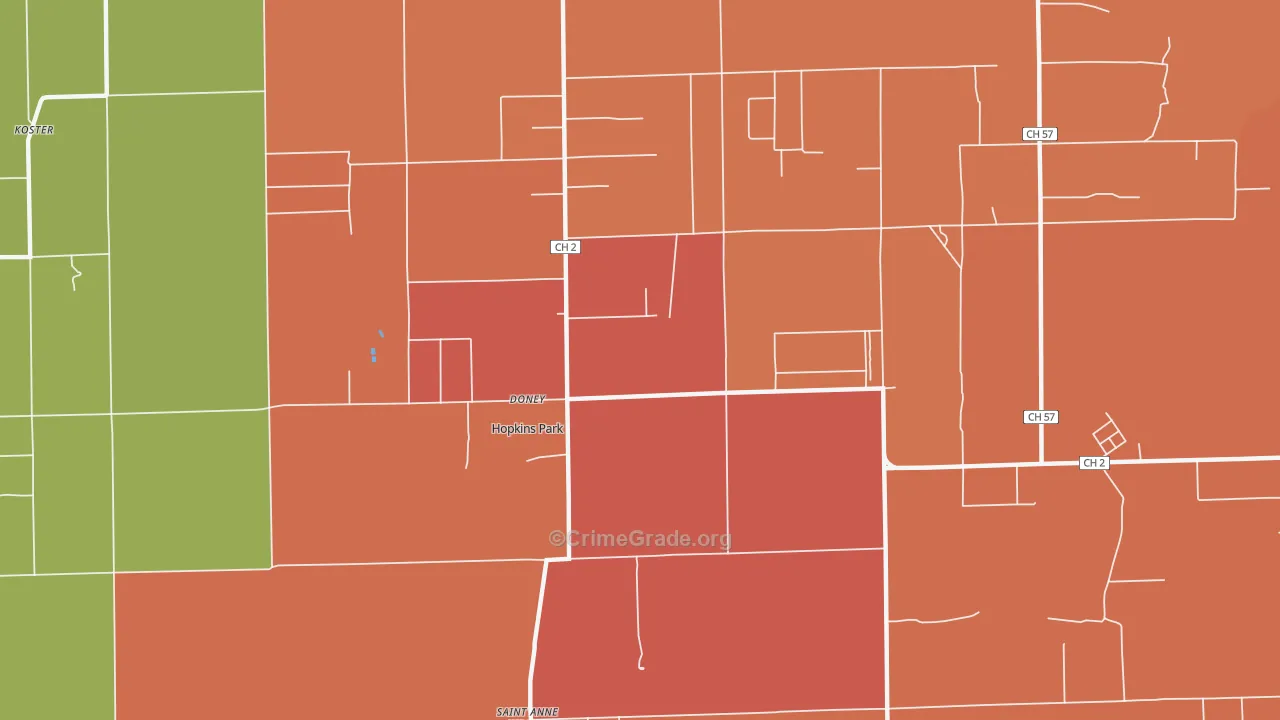 Hopkins Park, IL Map of Arson Rates