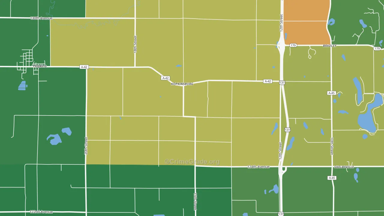 Hopkinsburg, MI Map of Arson Rates