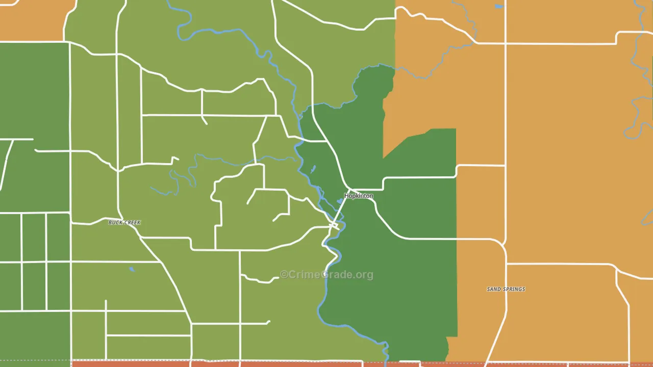 Hopkinton, IA Map of Arson Rates