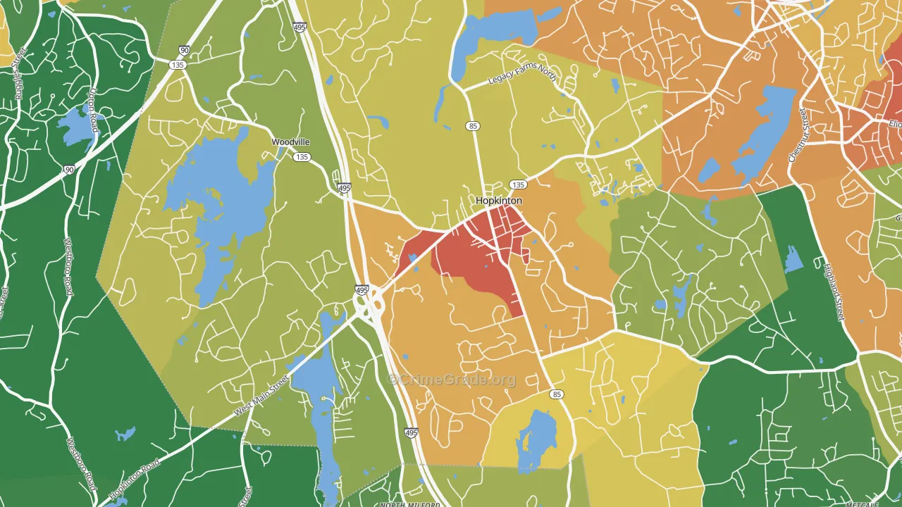 Hopkinton, MA Map of Arson Rates