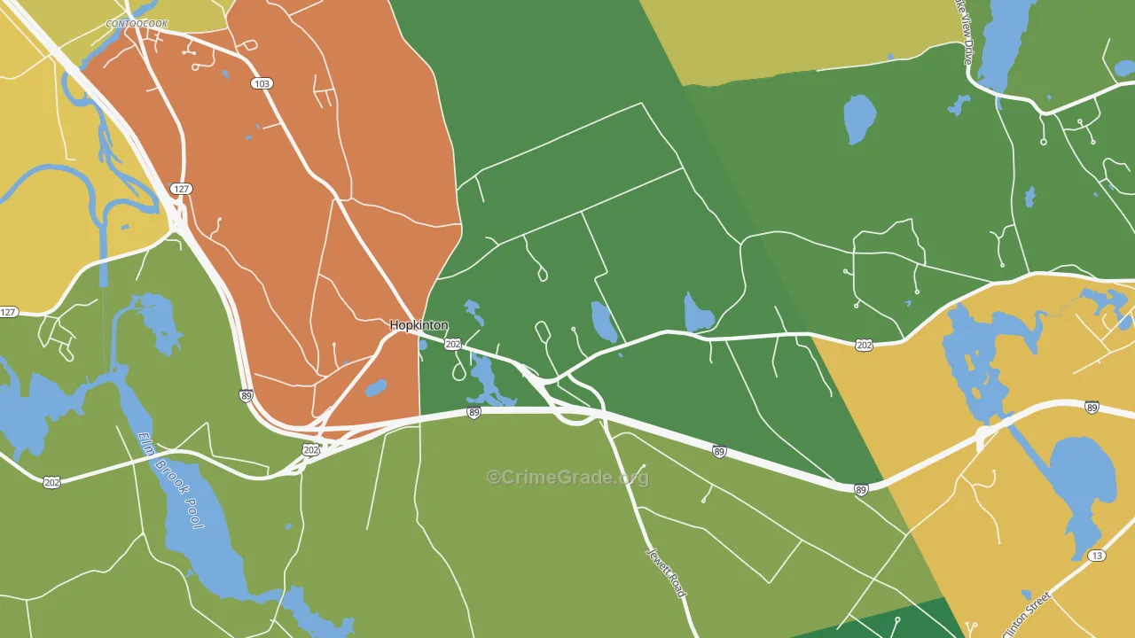 Hopkinton, NH Map of Arson Rates