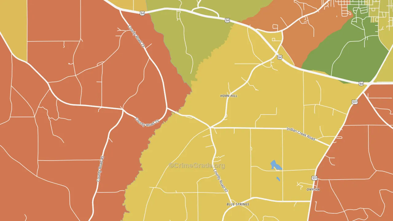 Horn Hill, AL Map of Arson Rates