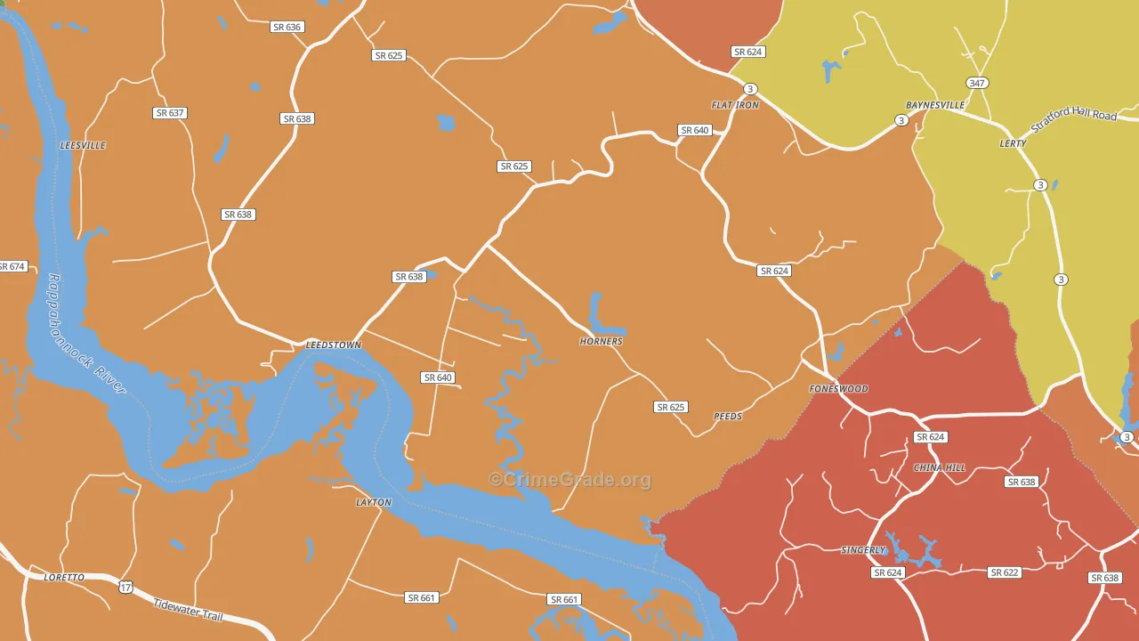 Horners, VA Map of Arson Rates