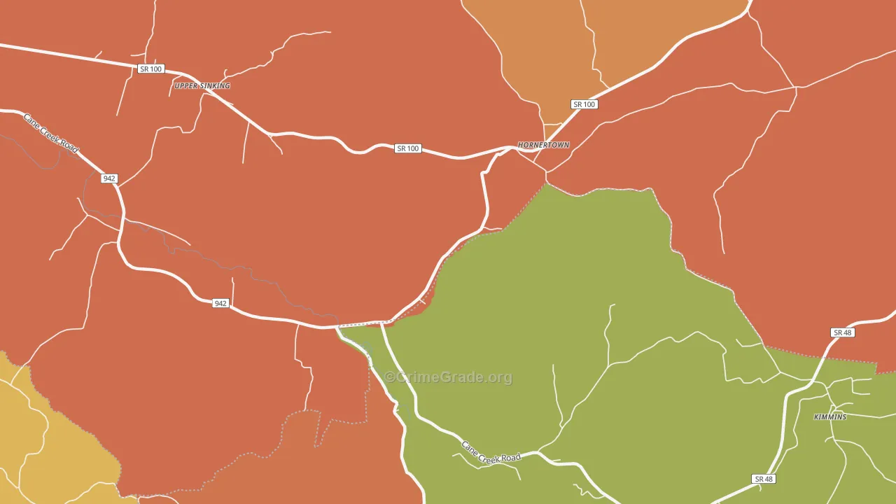 Hornertown, TN Map of Arson Rates