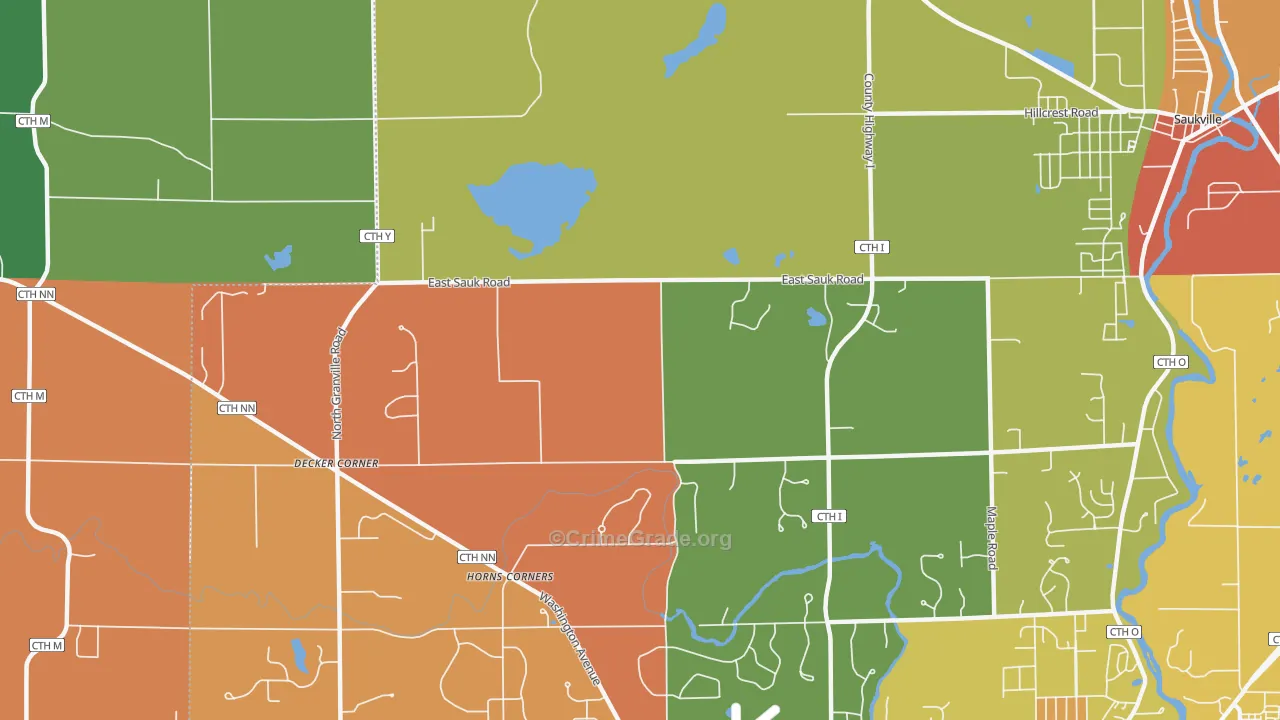 Horns Corners, WI Map of Arson Rates