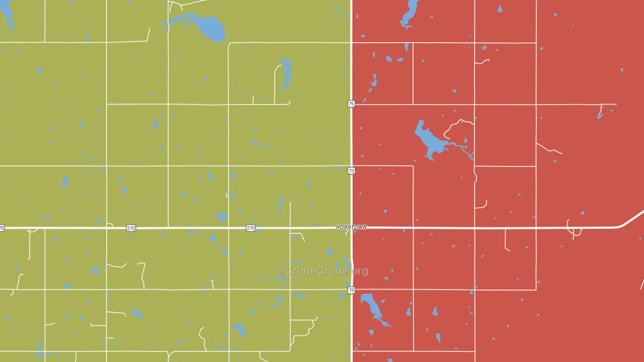 Horntown, OK Map of Arson Rates