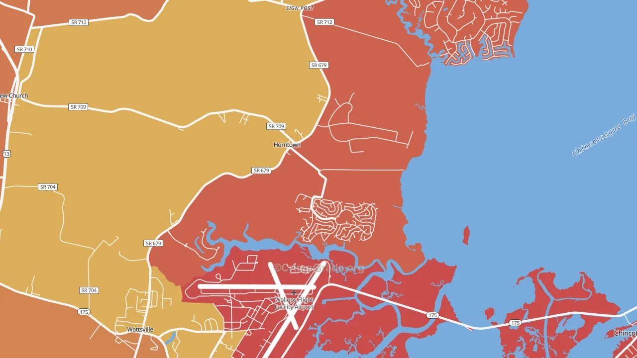 Horntown, VA Map of Arson Rates