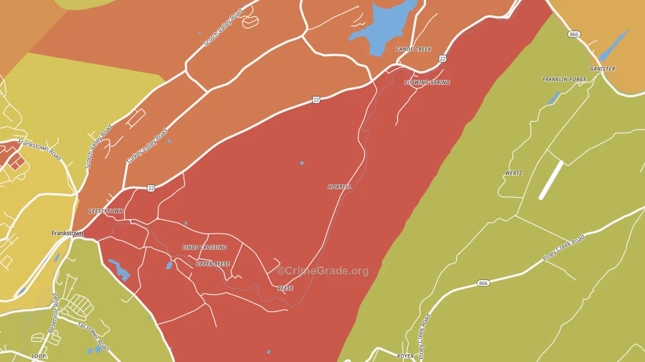 Horrell, PA Map of Arson Rates