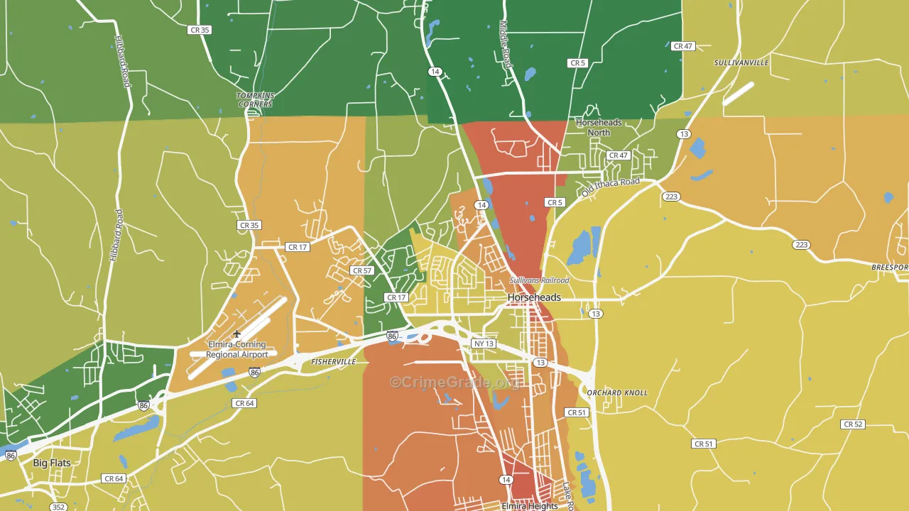 Horseheads, NY Map of Arson Rates