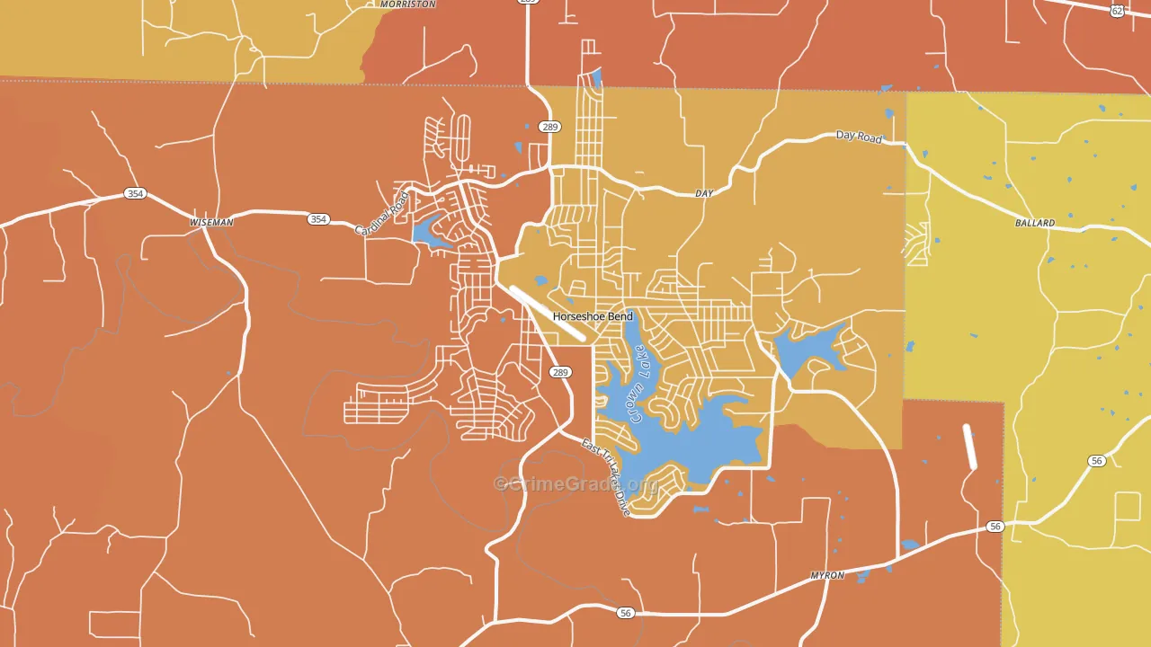 Horseshoe Bend, AR Map of Arson Rates