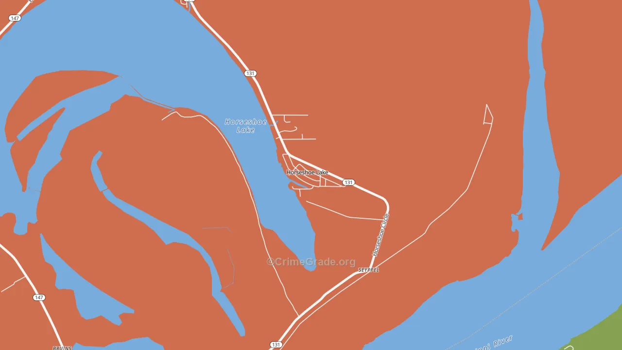 Horseshoe Lake, AR Map of Arson Rates