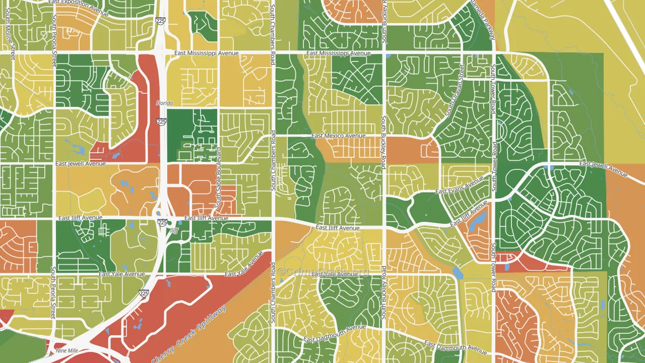 Horseshoe Park, Aurora, CO Map of Arson Rates