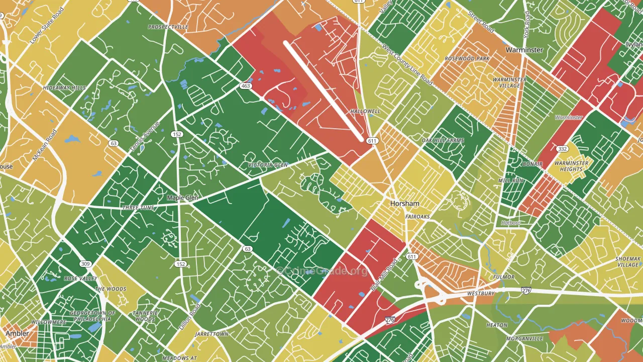 Horsham, PA Map of Arson Rates