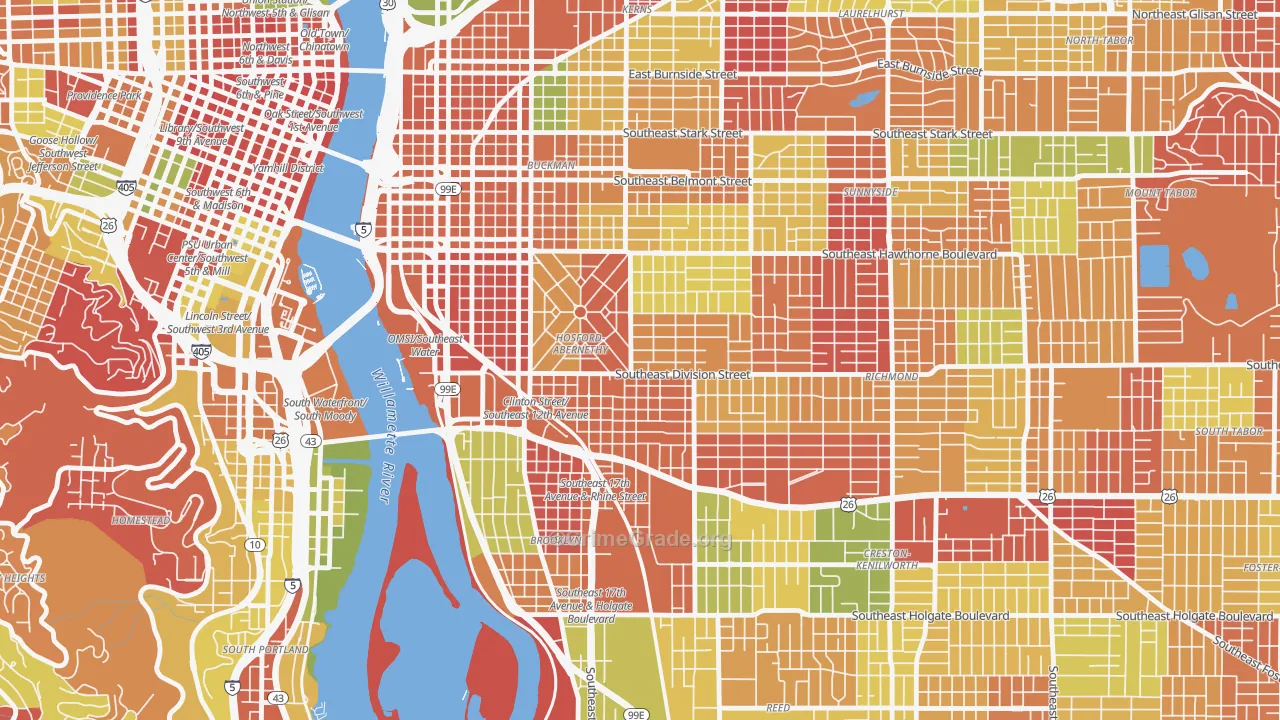 Hosford-Abernethy, Portland, OR Map of Arson Rates