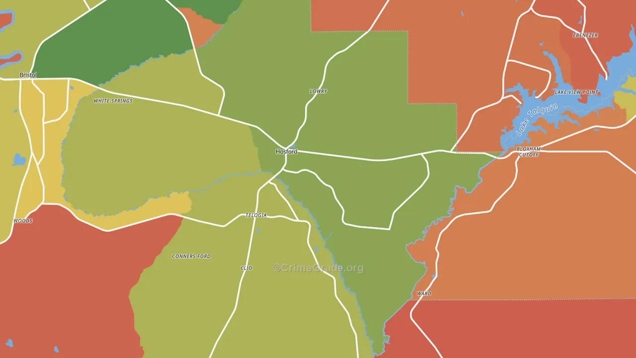 Hosford, FL Map of Arson Rates