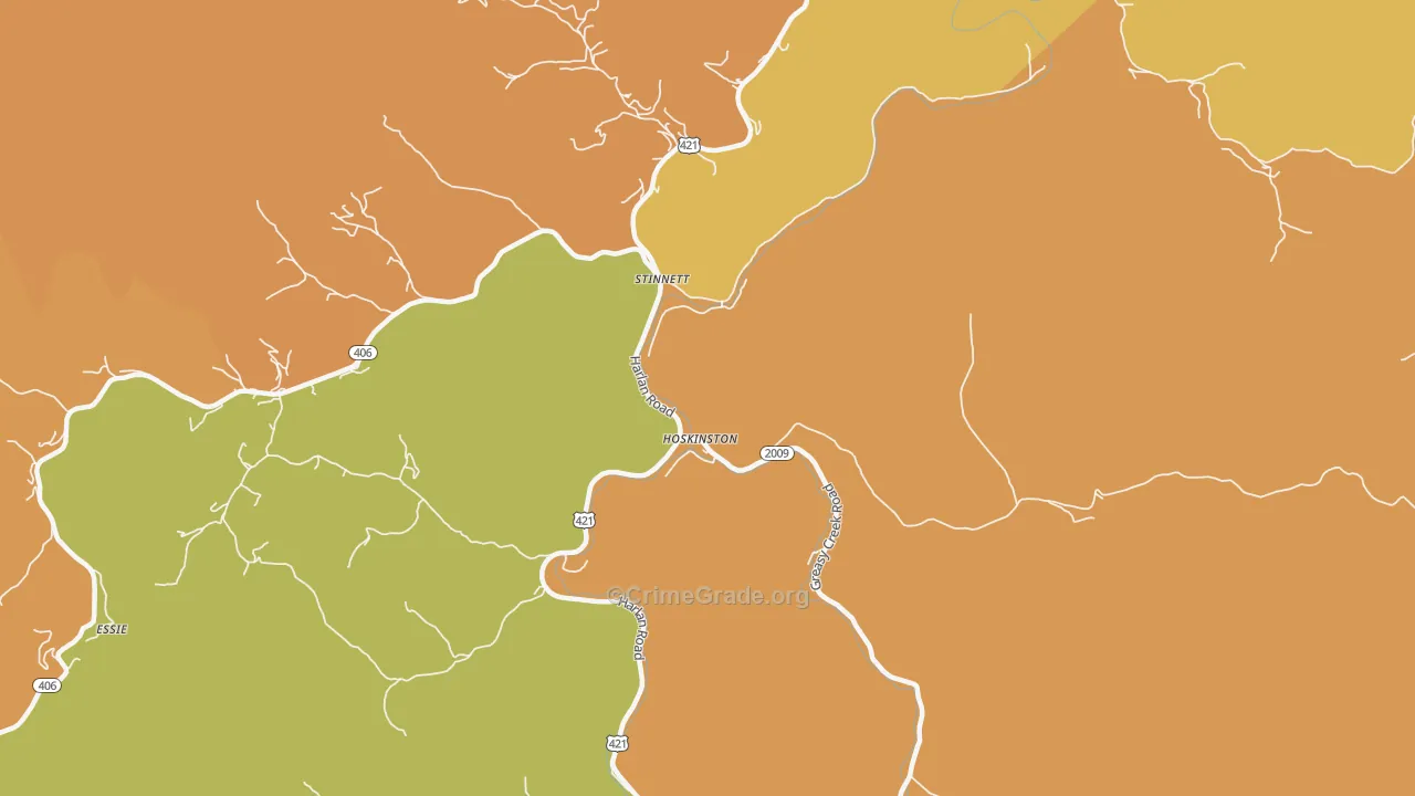 Hoskinston, KY Map of Arson Rates