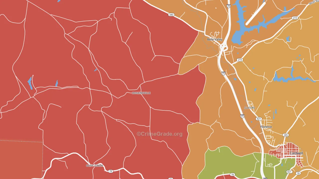 Hoskinsville, OH Map of Arson Rates