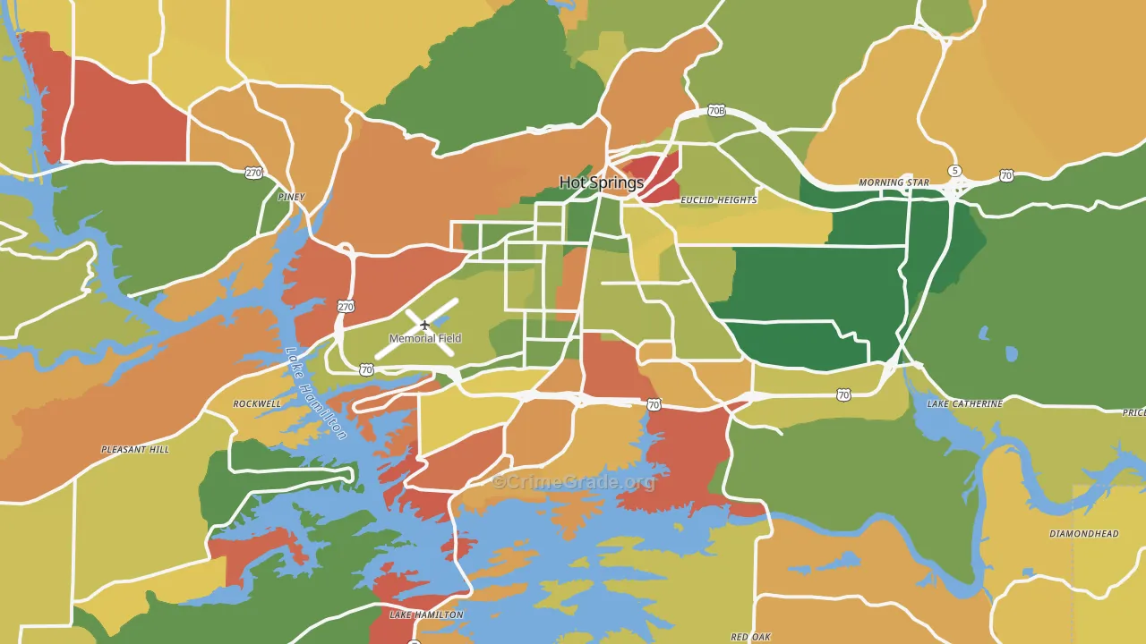 Hot Springs, AR Map of Arson Rates