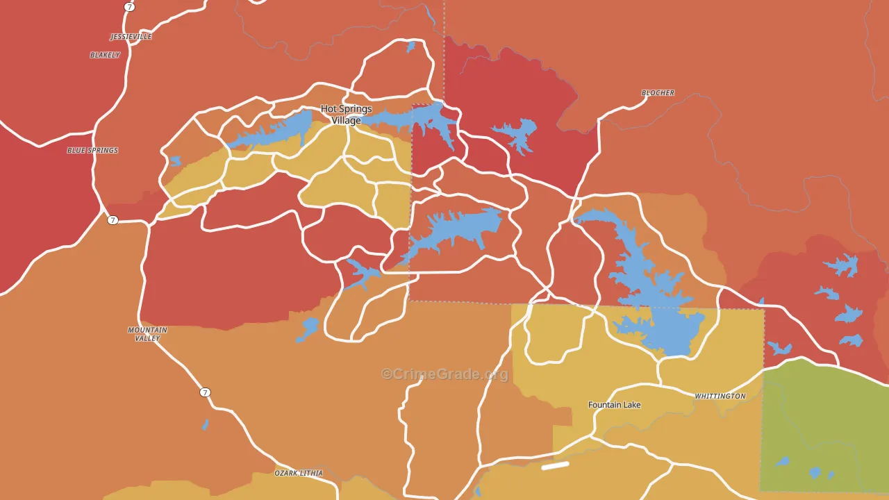 Hot Springs Village, AR Map of Arson Rates