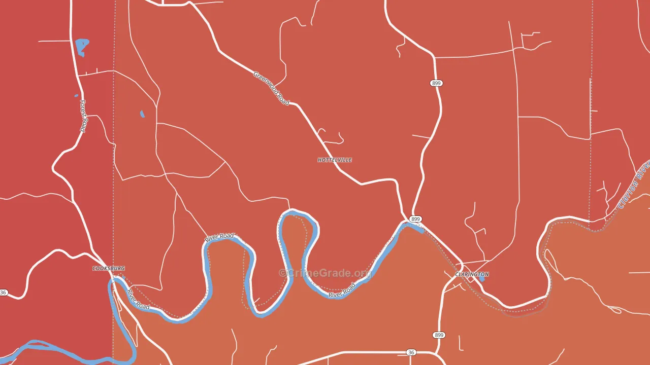 Hottelville, PA Map of Arson Rates