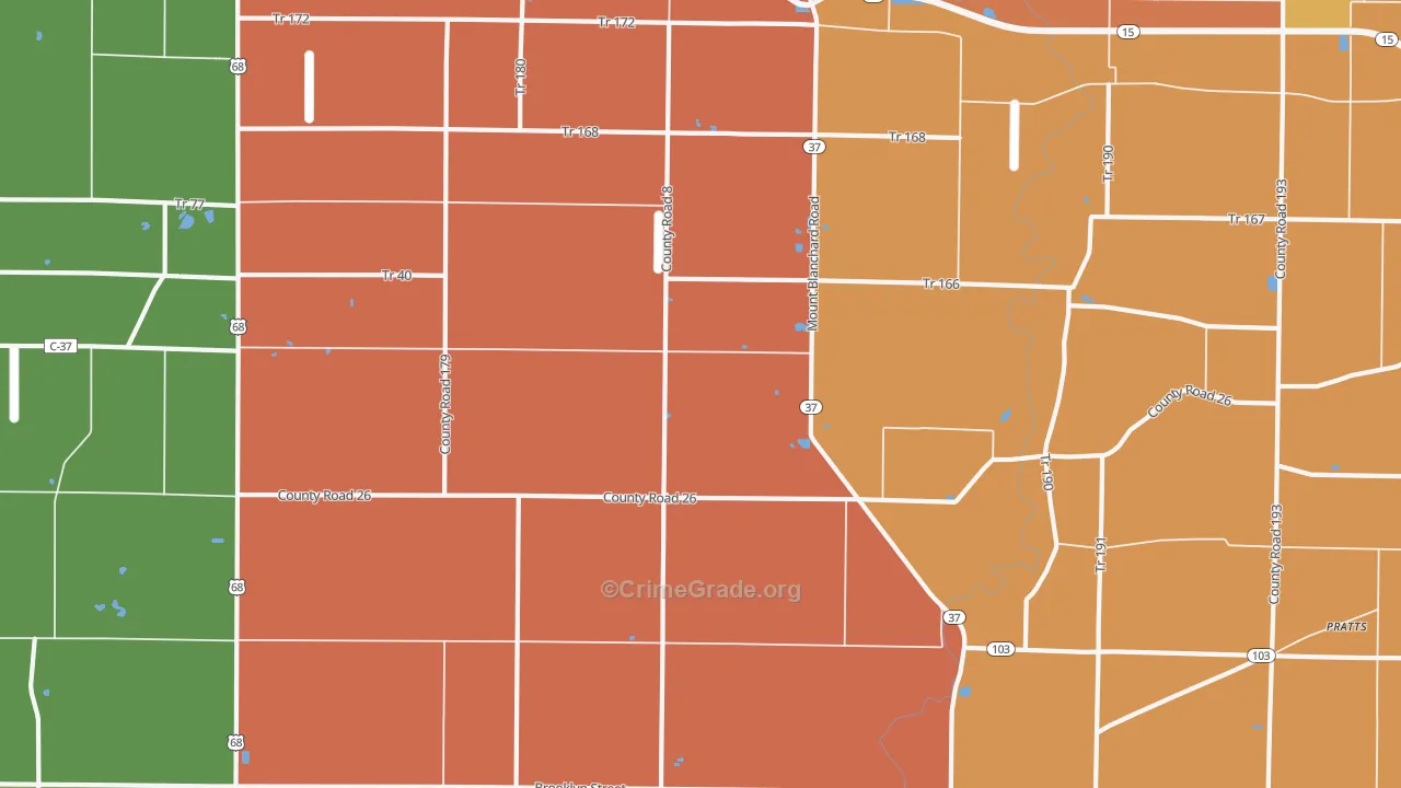 Houcktown, OH Map of Arson Rates