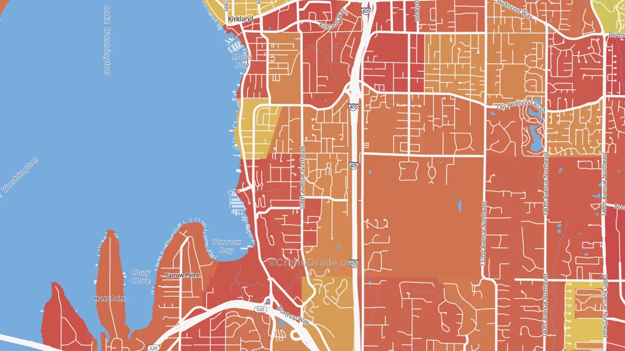 Houghton, Kirkland, WA Map of Arson Rates