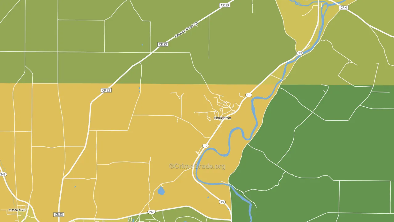 Houghton, NY Map of Arson Rates