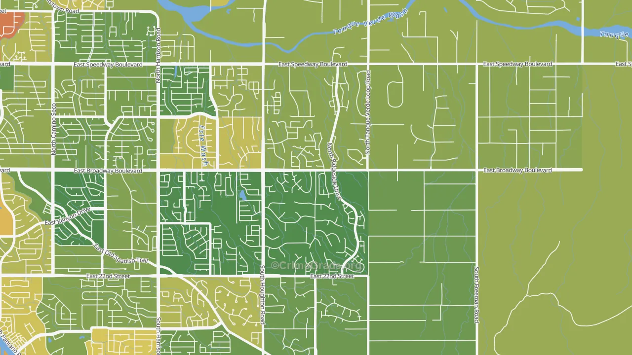 Houghton, Tucson, AZ Map of Arson Rates