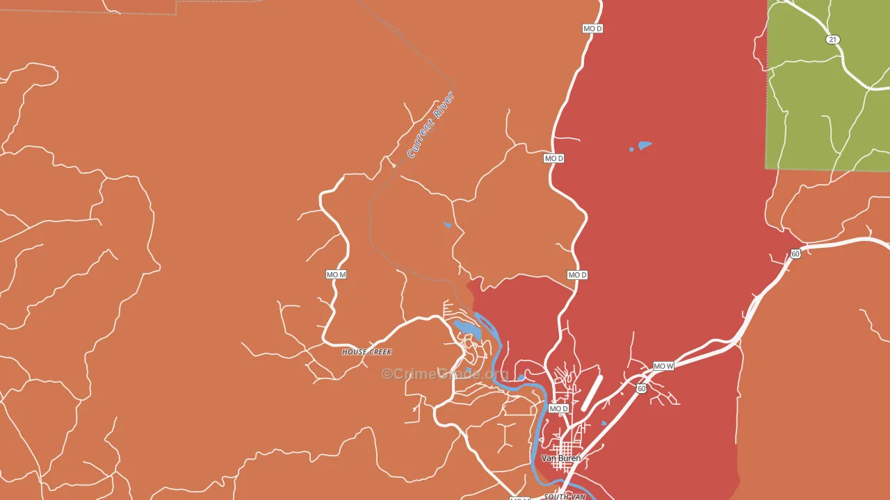 House Creek, MO Map of Arson Rates