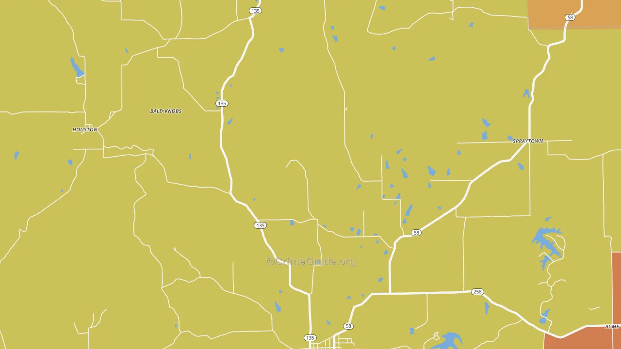 Houston, IN Map of Arson Rates